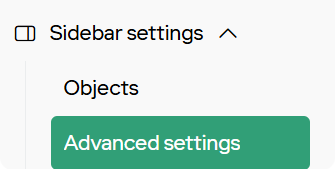 The Advanced settings tab in the Sidebar settings